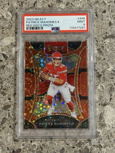 Patrick Mahomes II 2023 Panini Select Red Disco Prizm #’d/49 PSA 9 MINT