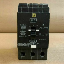 USED Square D EDB EDB34020 3 Pole 20 Amp 480v Circuit Breaker