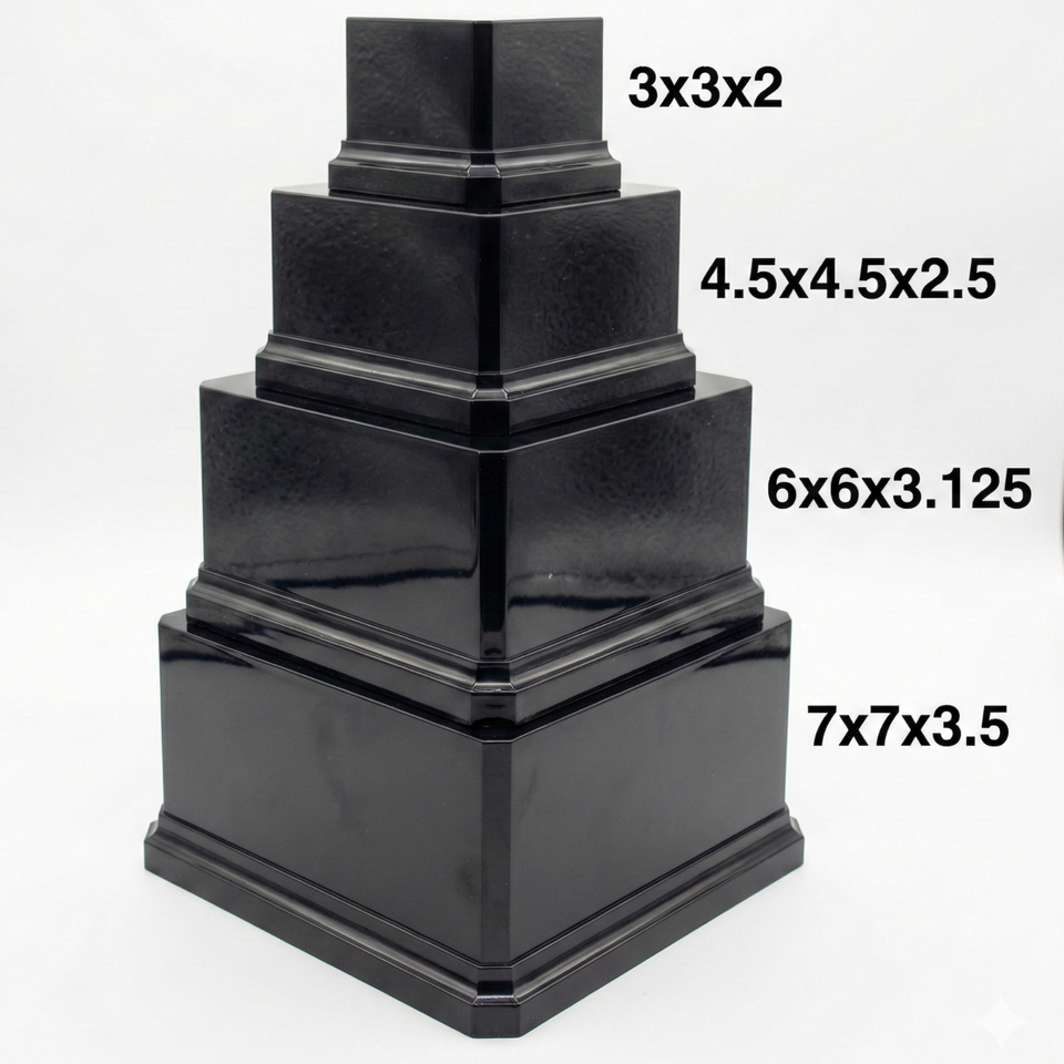 Black Gloss Display Base Weighted Square Pedestal for Trophies ...