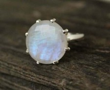 Natural Rainbow Moonstone Ring,Promise Ring,925 Sterling Silver Ring,Silver Ring