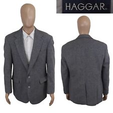 Vintage Haggar Flecked Gray 100 Wool Tweed Herringbone Sport Coat Blazer 42S
