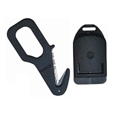 Easy to Grip Razor Safety Line Cutter w/ Hard Plastic Protective Sheath Black