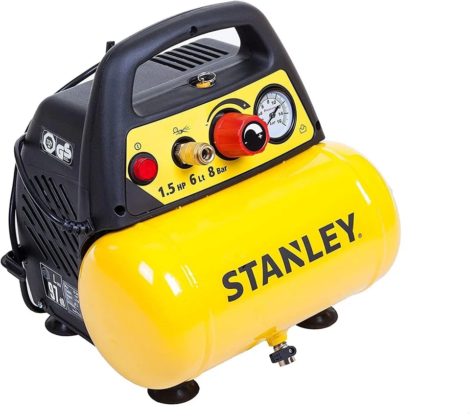 Compressore Stanley D 200 6 Lt 1,5Hp, Pressione Max 8 Bar/116 Ps, 9 Kg 97dB - Immagine 4 di 4