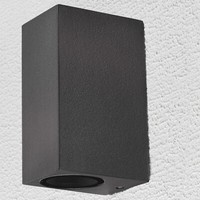 AußEn-Wandleuchte, 1 StüCk, 2-Flammig, Gu10-Sockel, Aluminium/Glas, Schwarz