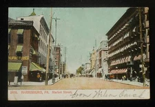 1908 TRANS. STA. POSTMARK Market St. Old Stores Harrisburg PA Dauphin Co PC