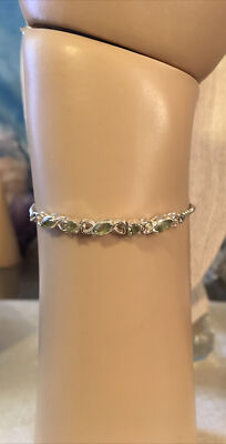 Grüner Apatit 0,75ctw Sterlingsilber & Edelstahl Bolo Armband