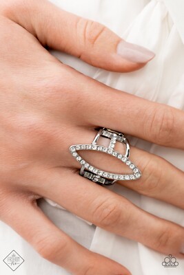 Paparazzi Icy Institution  white ring 