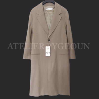 NWT ZARA Woman Straight Cut Wool Coat Limited Edition Taupe/Brown ZW 8729/672 M