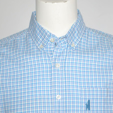 JOHNNIE-O 100 Cotton Blue Check Tweener Button Long Sleeve Shirt Sz M