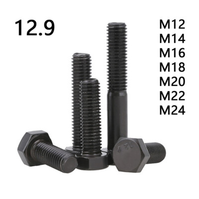 Schwarz 12,9 Stahl Sechskantschrauben DIN933 M12 M14 M16 M18 M20 M22 M24