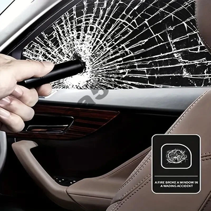 Martillo de seguridad para automóvil ventana rompedor de vidrio cinturón de seguridad escape de emergencia herramienta cortadora Foto 2 de 4