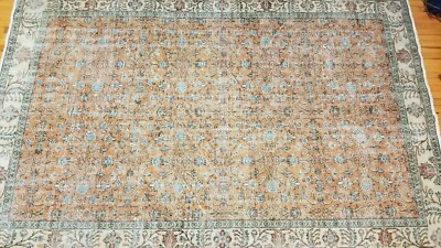 Vintage 1960-1970's Distressed Floral Turkish Rug 6'2'' × 9'9''