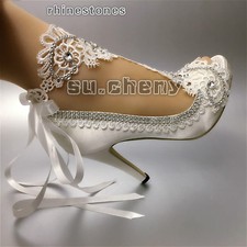 su.cheny Rhinestone satin peep toe ribbon ankle white ivory Wedding Bridal shoes