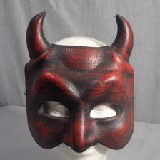 Red & Black Devil Horns Halloween Mardi Gras Mask