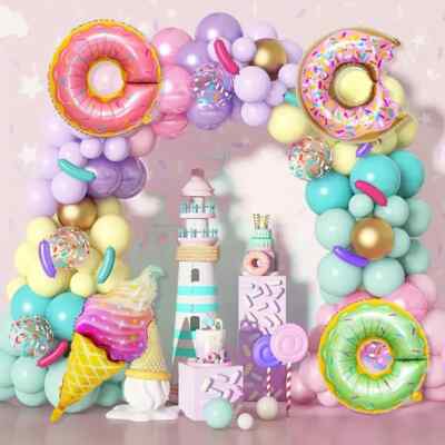 139 Stück Sommer Eisballon Hawaii Mädchen Donut Ballons Dessert Motiv