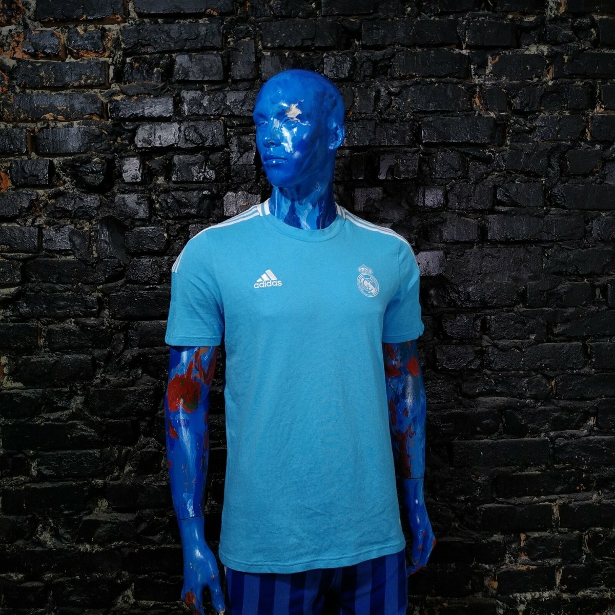 Real Madrid Training Jersey Football Shirt Blue Adidas GL0051 Cotton Mens  Size M