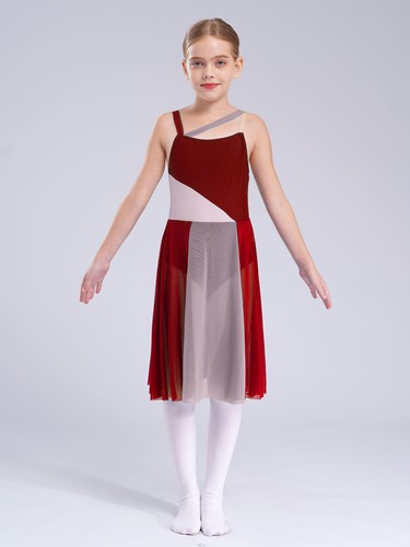 Kinder Mädchen Tanzbekleidung Lyrisch Kleid Leistung Rock Ärmellos Bodysuit DE - Bild 8 von 102