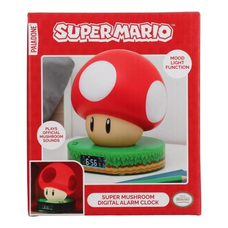 Paladone Super Mario Super Mushroom Digital Alarm Clock Lamp Kids Power Up Game