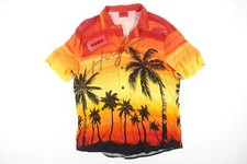HUGO BOSS ELLINO RED MEDIUM HAWAIIAN SUNSET SHORT SLEEVE BUTTON FRONT SHIRT MENS