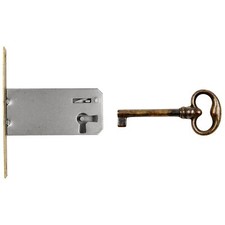 Antik Möbel Schloss m. Schlüssel Einsteckschloss Dornmaß Stilmöbel Möbelschloss