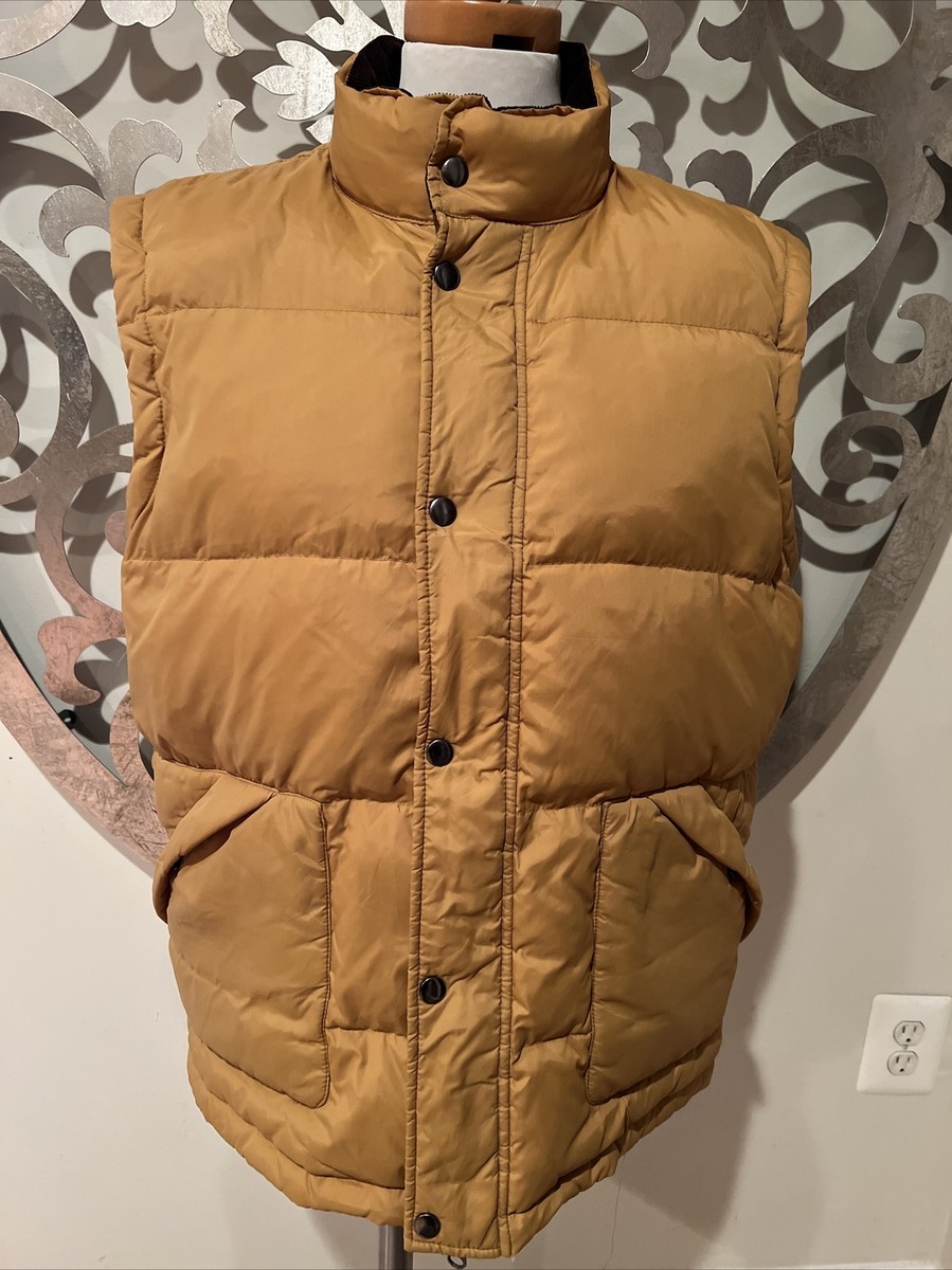Lamb Son Puffer Vest LARGE Yellow Flannel Pockets Snaps Zipper