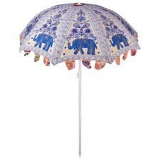 Garden Sun Patio Beach Parasol Elephant Hand Embroidered Bohemian