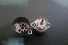 2 Ea Vintage USA Made TS102CO1  7 Pin Ceramic Vacuum Tube Socket w/ Shield Base