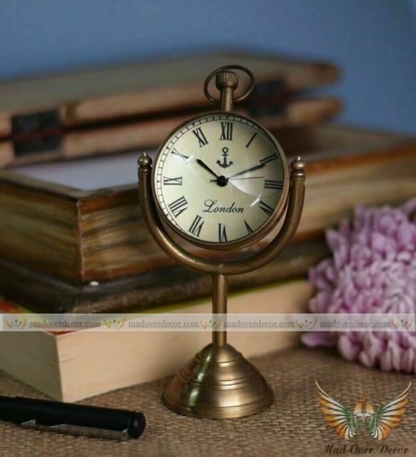 Collectible Handmade Brass Antique Style Office Study Room Table Decor Watch