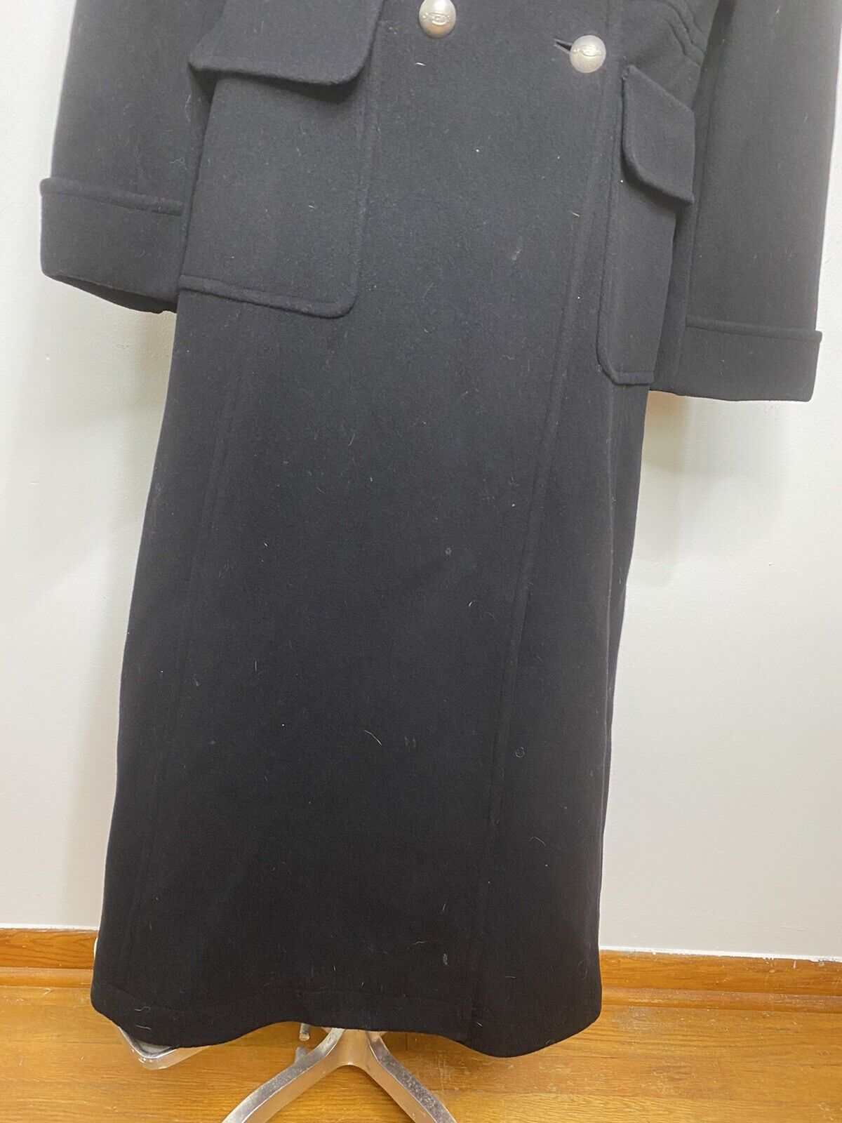 Women's Vintage Oscar de la Renta Long Black Wool Cashmere Coat 10 Double  Breast | eBay