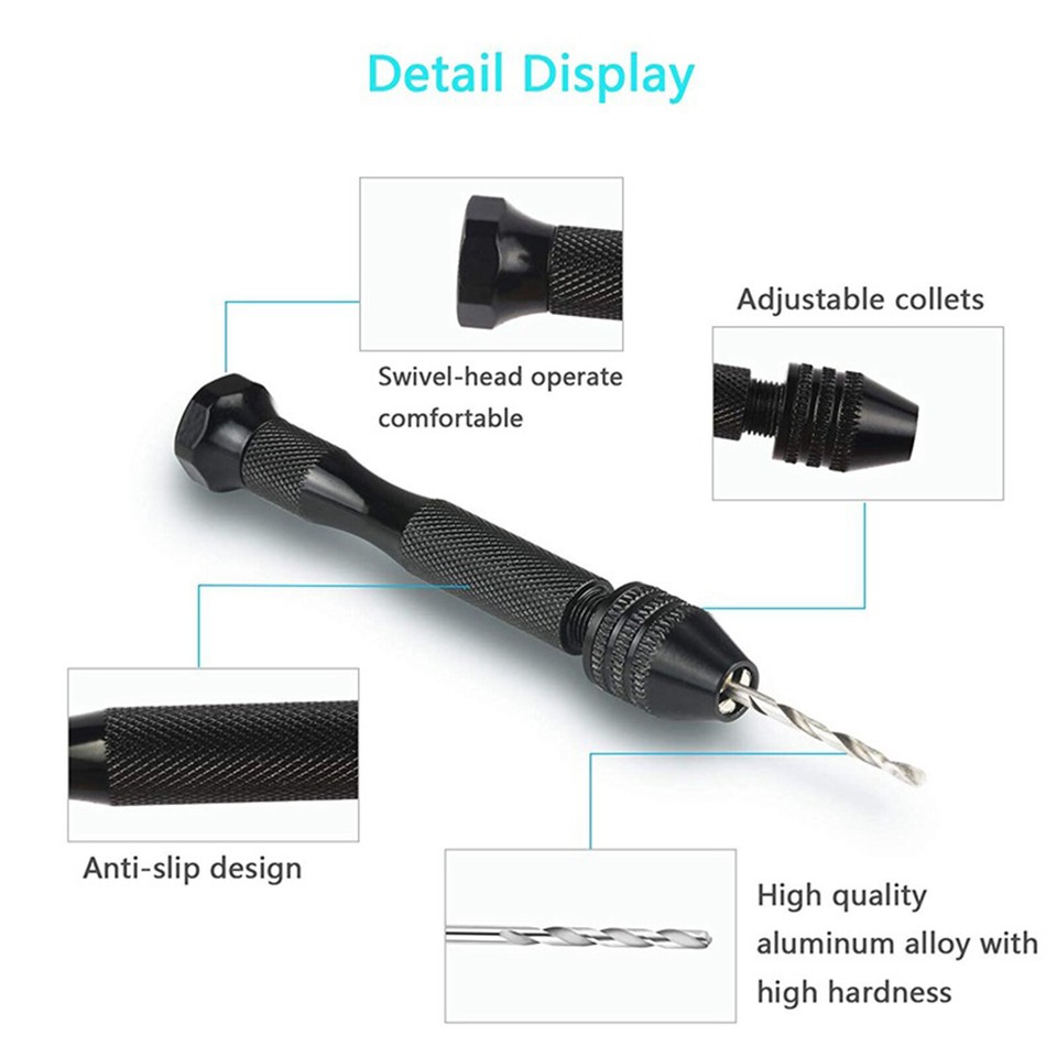 26 Pcs Mini Micro Drill Hand Bits Set Small Manual Keyless Chuck Pin ...