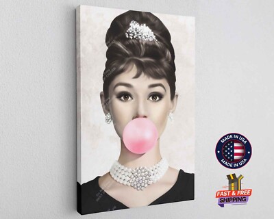 Audrey Hepburn Actress Bobble Canvas Print Art Home Décor Wall Art