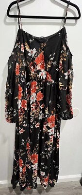 Black Floral Dress 3XL Shien Curve