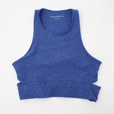 Outdoor Voices Top Womens Small Slashback crop Long Line Sports Bra Blue gym run