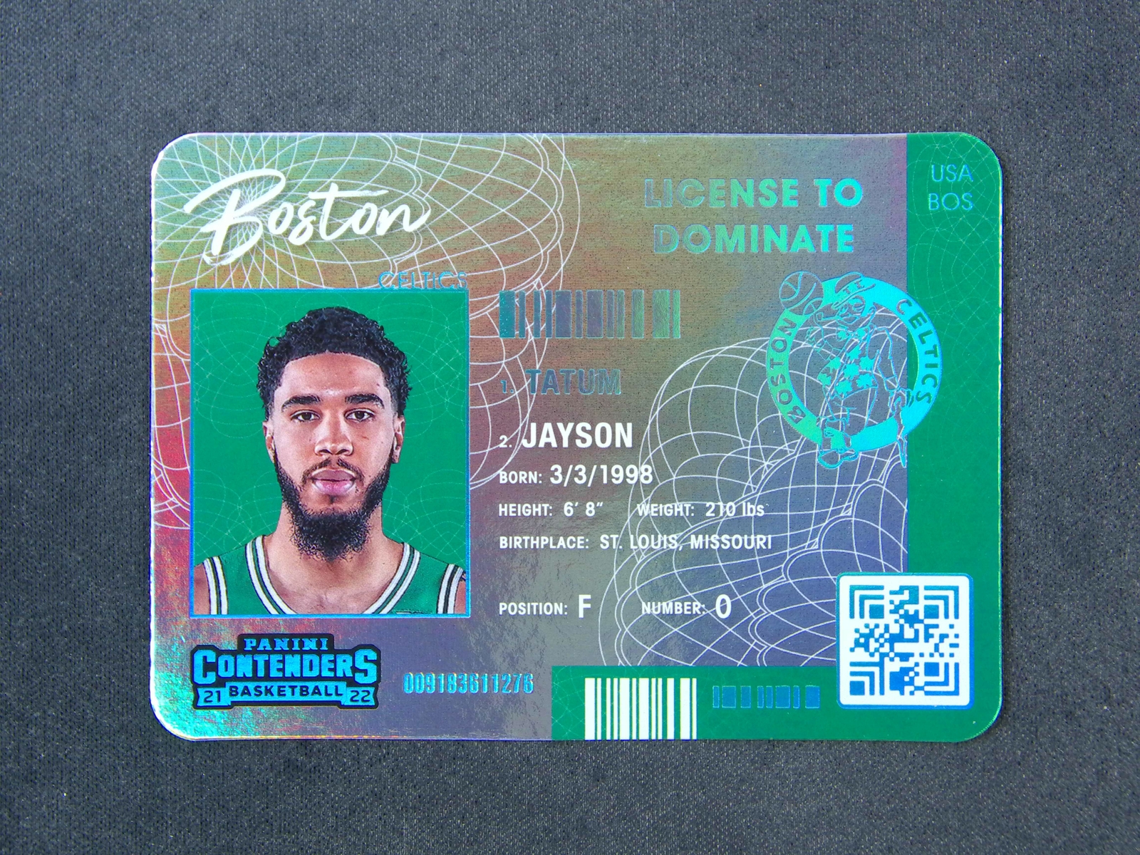 2021-22 Panini Contenders Jayson Tatum #14 License To Dominate Die-Cut SSP