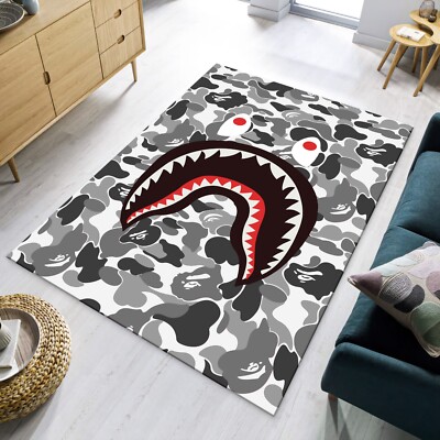 Black Shark Bape Rug, A Bathing Ape Hypebeast Decor, Street