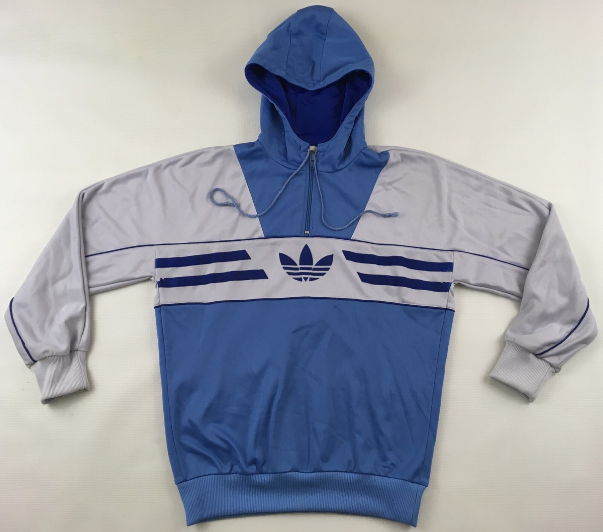 Adidas 1980s Longbeach hoodie hooded track top blue grey Adidas 1980s Longbeach hoodie hooded track top blue grey