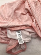 Carters Pink White Geo Baby Blanket Receiving Swaddle Stretch Lightweight STAIN