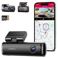 5K Dual Dash Cam 5G Wi-Fi GPS 4K+1K+1K Front＆Rear Camera 24H Parking Dash Camera