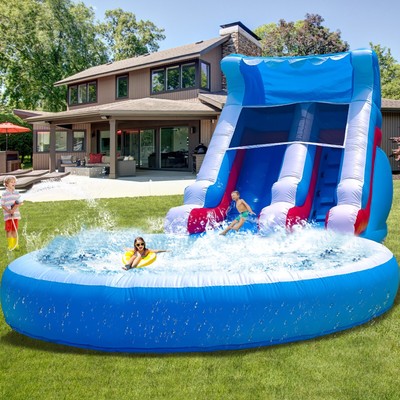 24x13x12FT Commercial Blue Inflatable Water Slide Bounce House Combo with Blower