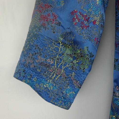 Vintage Peony Brand Blue Brocade Kimono / Robe Shanghai ~ Sz 34 ~ See Meas. - Picture 12 of 20