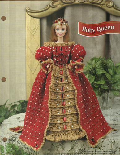 RUBY QUEEN DRESS FASHION DOLL ANNIE'S CROCHET PATTERN INSTRUCTIONS