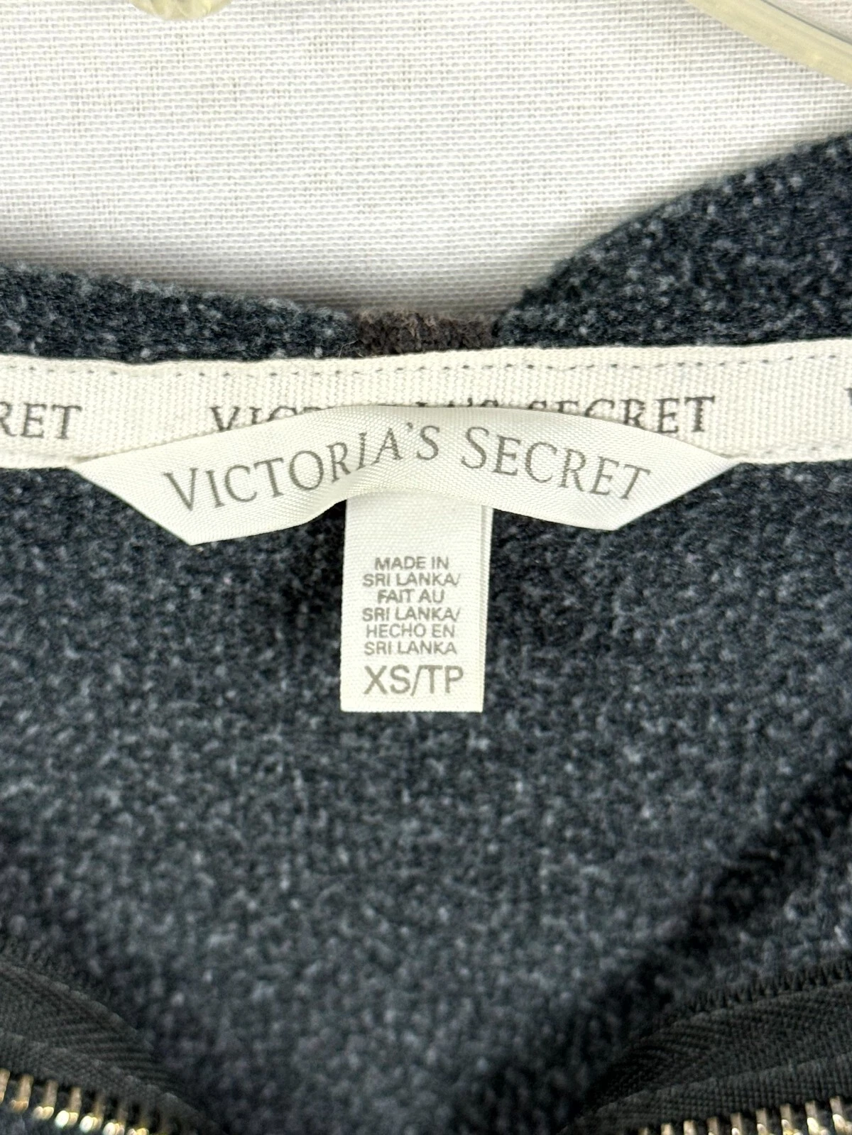 UNDERCOVER Victoria's Secret felpa con cappuccio donna XS grigio cuore paillettes manica lunga tasca zip intera