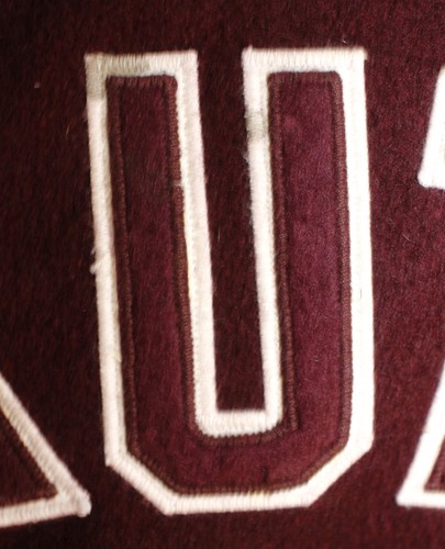 Vintage 80s Burgundy Varsity Letterman Leather/Wool Jacket HEWITT MFG Corp Sz 44 - Picture 8 of 11
