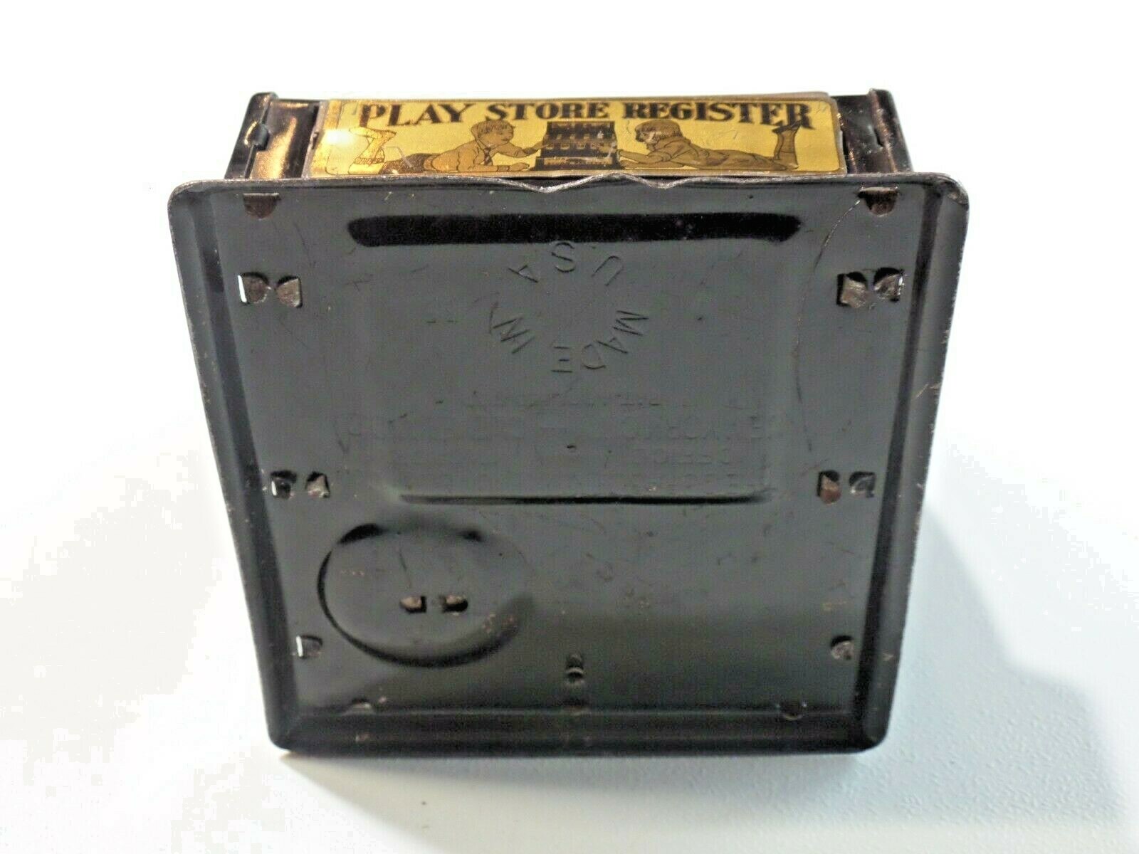 как выглядит Durable Toy Novelty Co Store Cash Register Vintage Metal Tin Coin Bank фото