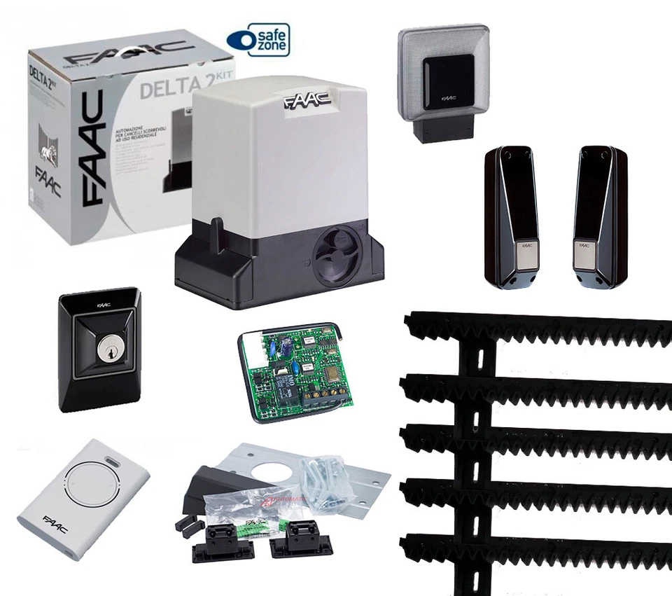 Kit Delta 2 FAAC 740 Portail Coulissant Capacité 500KG 220V + 5M Crémaillère