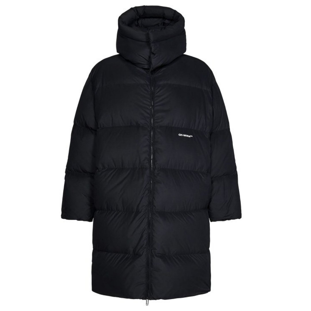 Off-White Bounce Hooded Black Long Puffer Jacket