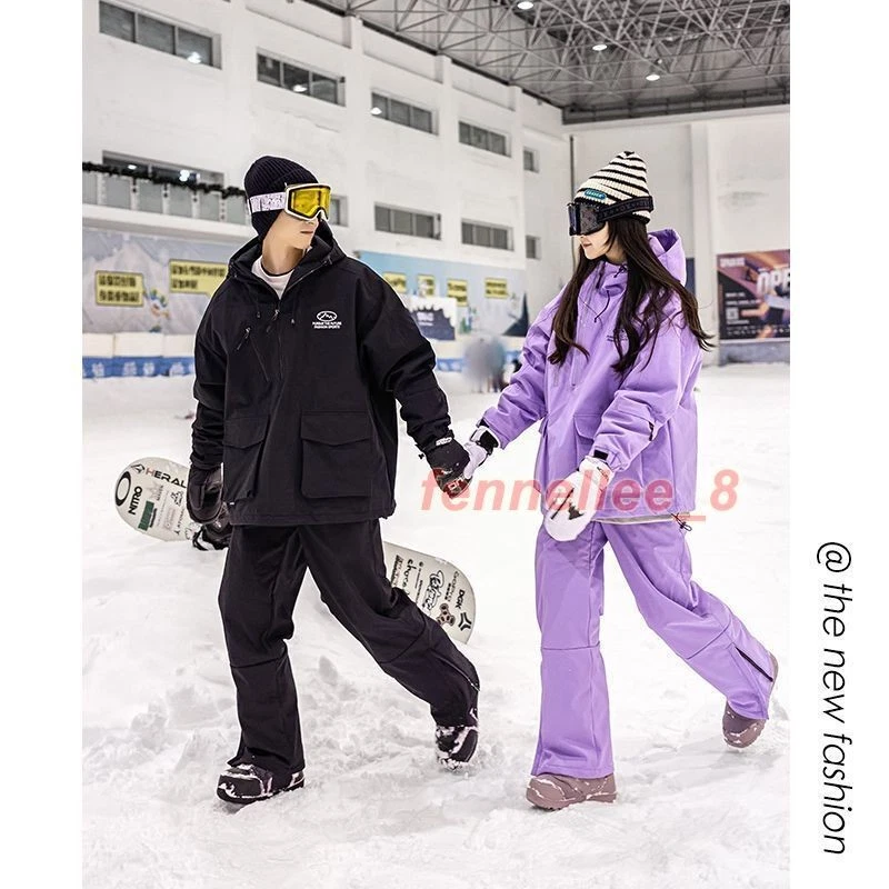 Ski Suit Unisex Cotton Thickened Windproof Ski Pants Outdoor Mountaineering Set - Image 3 of 4