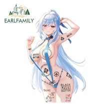 EARLFAMILY Tattoos girls Anime Car Sticker Bumper Artistic Motorcycle Hood Decal