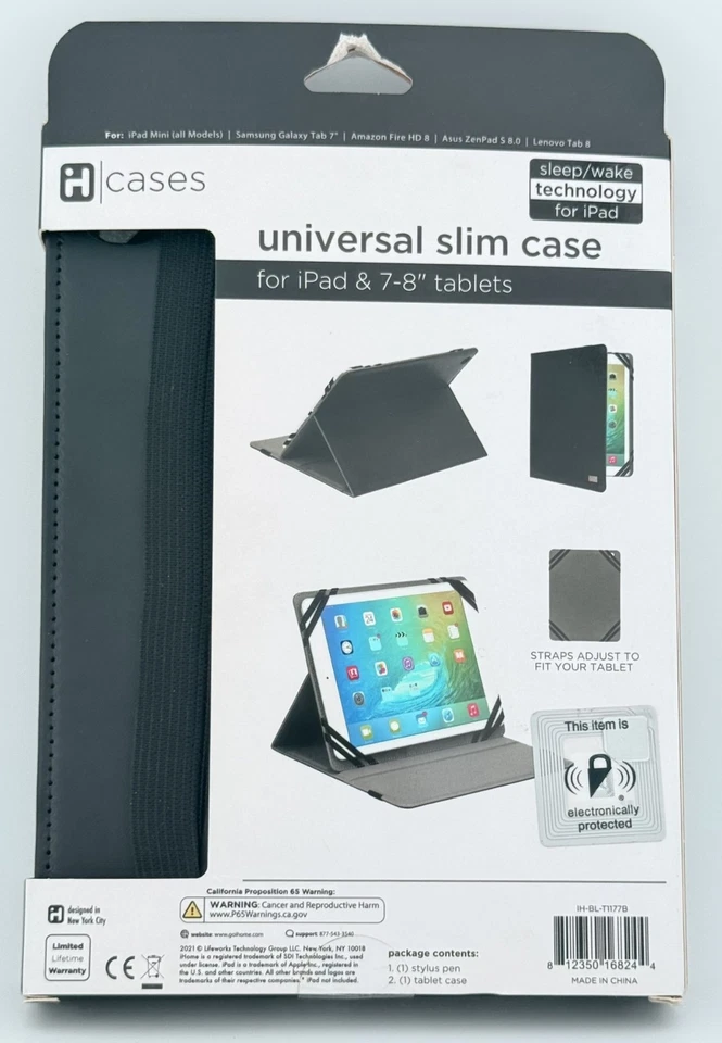 New iHome Universal Slim Case for iPad & 7–8" Tablets – w/ Stylus or Case Only - Image 2 of 2