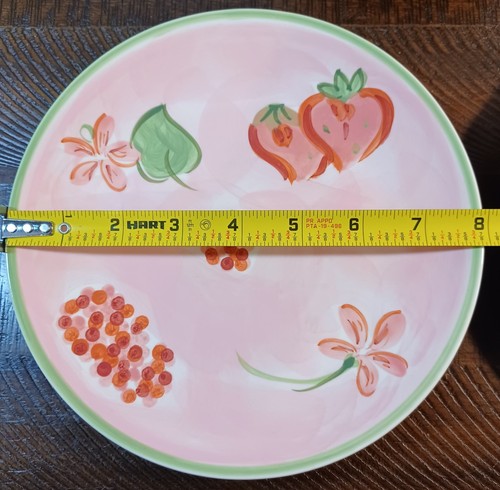 3 Vtg April Cornell Strawberry Salad 8" Luncheon Plates Pink Green Cottagecore - Picture 3 of 4
